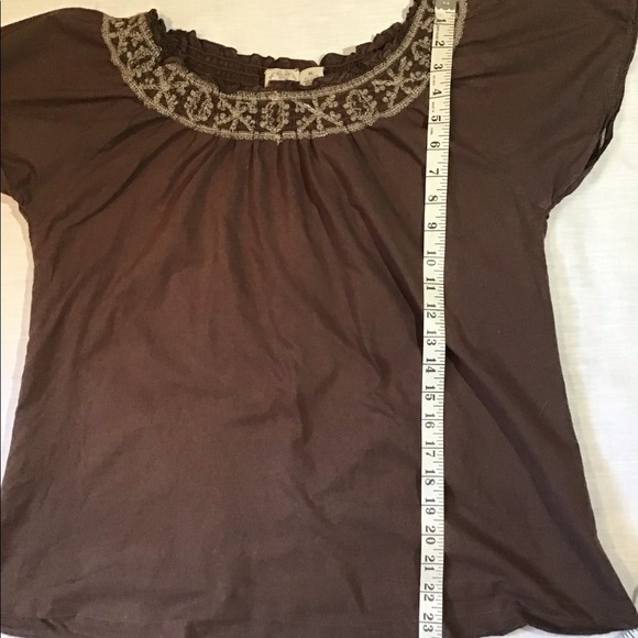 Women’s size XL cap sleeves 100% cotton top / blouse pullover decorative neck - Picture 8 of 10